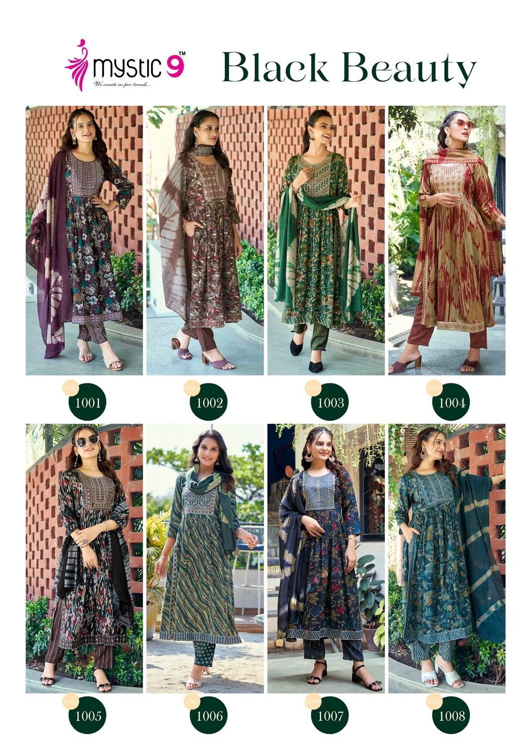 Black Beauty Mystic 9 Naira Cut Rayon Printed Kurti With Bottom Dupatta Wholesalers In Delhi